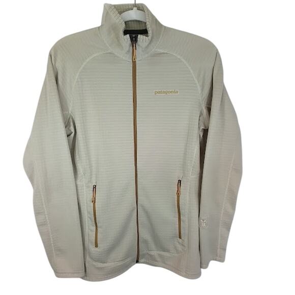 Patagonia Women’s R1 Full Zip Fleece Jacket M Cream Polartec Grid - Picture 1 of 4